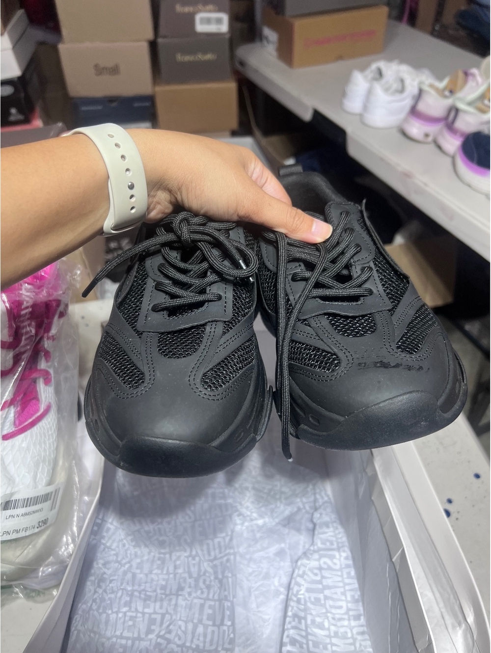 Steve Madden Chunky Black Mesh and Synthetic Sneakers - Picture 6 of 7
